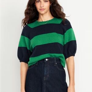 Old Navy Green and Blue Striped Sweater